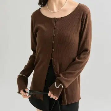 기모 버튼 리브 버튼 가디건