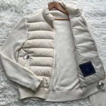 G-STAGE 다운 자켓 니트 절개 W 지퍼 로고 각인 화이트 L