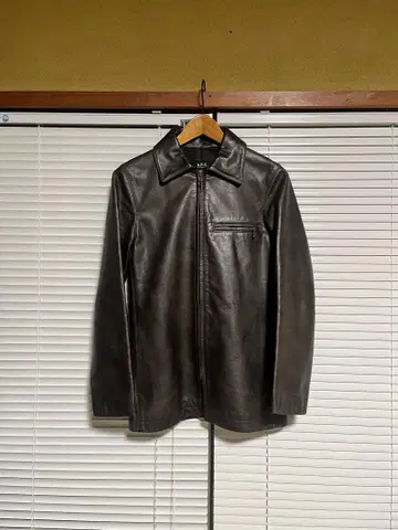 A.P.C. 다크 브라운 싱글 라이더 가죽 자켓