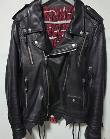 블랙 허니 칠리 쿠키 가죽 더블 라이더 자켓 4 XL