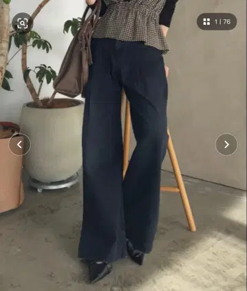 JEANASIS 컬러 턱 데님 와이드 팬츠