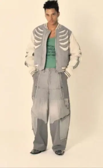 surgery remake denim wide balloon pants