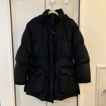 스나이델 허리 마크 미들 다운 라벤더 후드 부착 다운 자켓