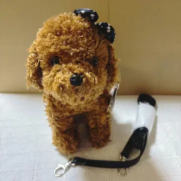 새상품 미니 미니 토이 푸들 블랙 리본 봉제 인형 파우치