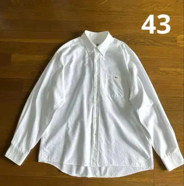 80s 90s 유로제 LACOSTE 원포인트 코튼 셔츠 화이트 자수