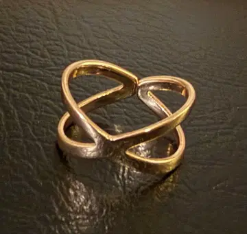 새상품 아쉬페프랑스 골드 컬러 교차 디자인 핑키링 4호