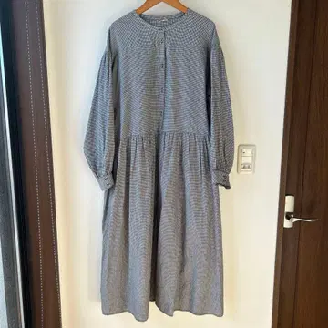 SM2 깅엄 스탠드 카라 원피스