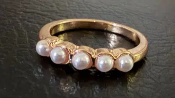 아쉬페프랑스 골드 컬러 모조 진주 심플 반지 7호