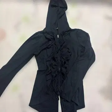 블랙피스나우 프릴 달린 블랙 후드 집업 M