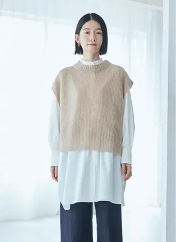 나카가와 마사시치 상점 레이어드 판초 베스트 베이지