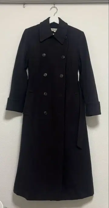 Calvin Klein 더블 브레스트 롱 코트 7 브라운