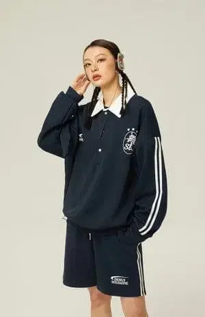 지저인 긴팔 피케 셔츠 스트라이프 디자인