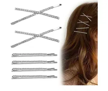 크리스탈 장식 실버 헤어핀 2개 세트
