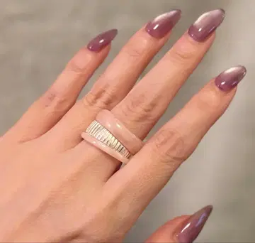 요건 레일 핑크 수지 실버 컬러 콤비 반지 약 15호