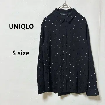 UNIQLO 유니클로 레이온 프린트 블라우스 도트 긴팔 S 블랙