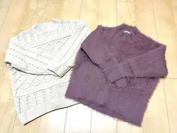 AZUL by MOUSSY 케이블 니트와 퍼 니트 세트