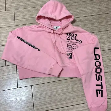 LACOSTE 핑크 크롭 후드티 MINECRAFT