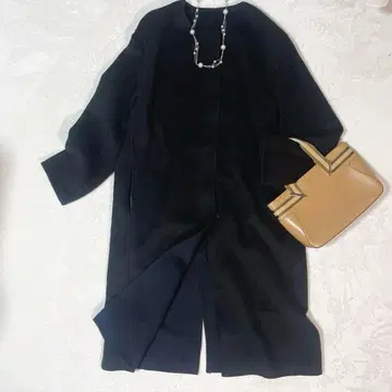 유니클로 더블 페이스 노카라 코트 히요쿠 버튼 울 혼방 블랙