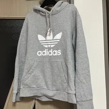 adidas 그레이 후드 부착 후드티