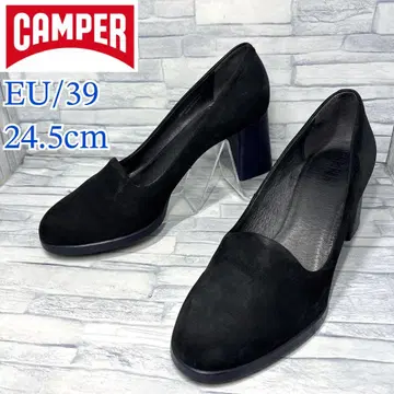 새상품급 CAMPER 펌프스 천연 가죽 블랙 x 네이비 24.5cm