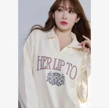 Her lip to Embroidery Polo Sweatshirt