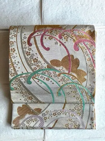 순수 실크 육통 무늬 후쿠로 오비 입파화문