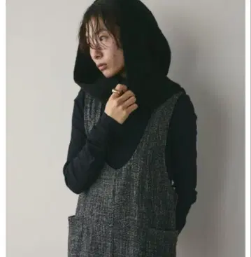 STYLEMIXER 후드 니트 머플러 블랙 스타일믹서