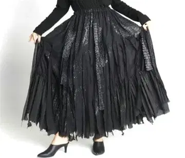 hNAOTO.Dragon Leather Damaged Long Skirt