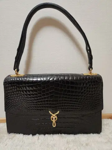 블랙 크로커다일 핸드백