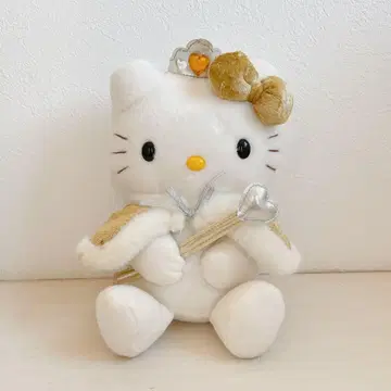 헬로키티 키티 왕관 망토 골드 봉제 인형