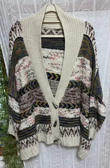 믹스 니트 가디건 오버 사이즈