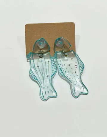 물고기 모양 투명 아크릴 귀걸이