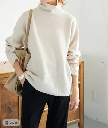 스픽 앤 스팬 울 캐시미어 터틀넥 풀오버 베이지