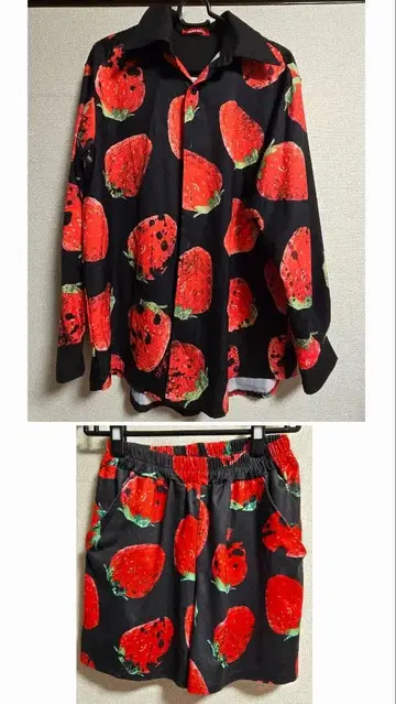 acdc rag 딸기 무늬 셔츠 숏 팬츠 하라주쿠 스타일