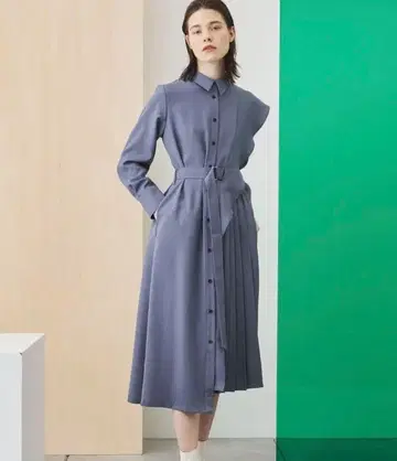 [새상품] UNITED TOKYO 아지메 케이프 플리츠 원피스 롱