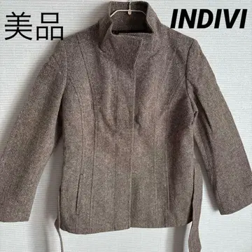 INDIVI 브라운 트위드 자켓 38
