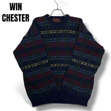 WINCHESTER 영국제 울 체크 무늬 크루넥 스웨터