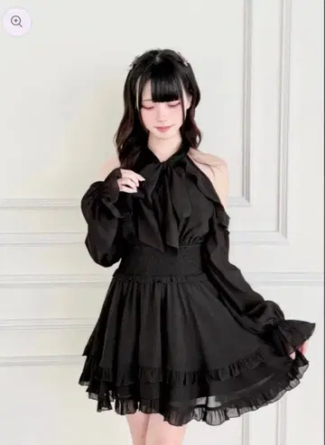 NoGenki 프릴 오프숄더 원피스 블랙