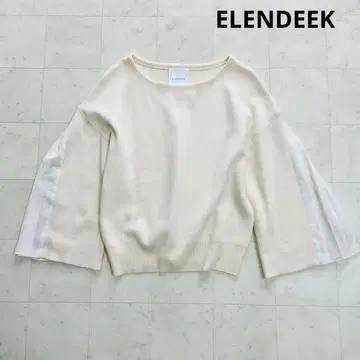 ELENDEEK 새상품급 플리츠 슬리브 하이 게이지 니트