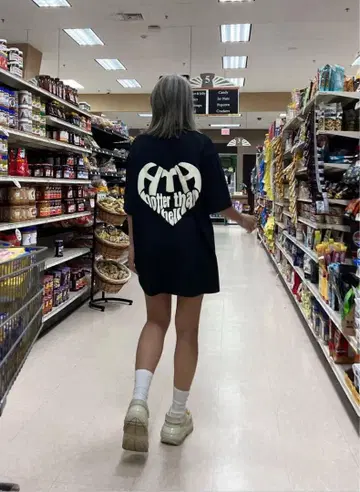 Hotter Than Hell 블랙 T셔츠 오버 사이즈