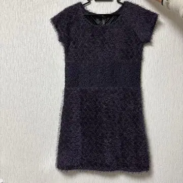 다크 퍼플 반팔 미니 원피스