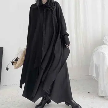 블랙 셔츠 셋업 모드 락 플레어 병약미 모노톤 펑크