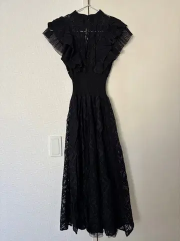 [ 새상품급 ] Snidel 결혼식 프릴 블랙 롱 드레스