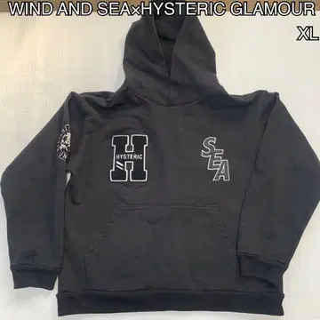 새상품급 윈드앤씨 x 히스 콜라보 후드티 와펜 블랙 XL