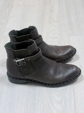 Na:fan 나판 다크 브라운 가죽 신발 사이드 고어 부츠[23cm]