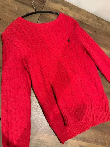 폴로 랄프 로렌 빨간색 케이블 니트 긴팔 스웨터