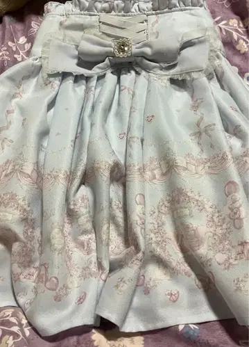 LIZ LISA girls party 패턴 서스펜더 스커트 블루