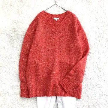 B&Y 유나이티드 애로우즈 알파카 혼방 V넥 니트 L 오렌지 계열 루즈핏