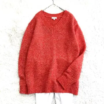 B&Y 유나이티드 애로우즈 알파카 혼방 V넥 니트 L 오렌지 계열 루즈핏