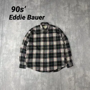 90s 에디 바우어 버튼 다운 체크 플란넬 셔츠